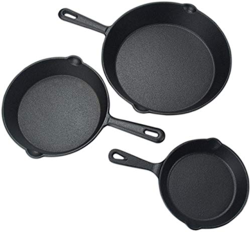 Utopia Kitchen - Saute fry pan - Pre-Seasoned Cast Iron Skillet Set 3-Piece - Nonstick Frying Pan 6 Inch, 8 Inch and 10 Inch Cast Iron Set (Black) - Image 2