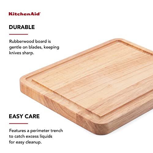 KitchenAid Classic Rubberwood Cutting Board with Perimeter Trench, Reversible Chopping Board, 8-inch x 10-Inch, Natural - Image 8