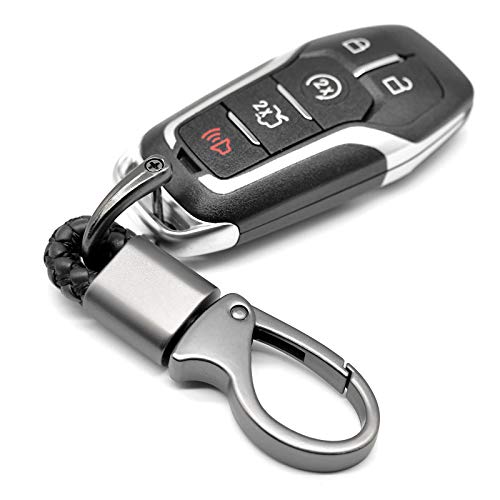 EYANBIS Car Key Fob Keychains Leather Holder Key Chain Sturdy Metal with D-Ring for Men and Women 2 Pack, 1 Pack Black & 1 Pack Red, 360 Degree Rotatable, with Screwdriver - Image 6