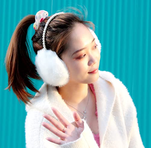 Novia's Choice Winter Faux Fur Earmuffs Warm Outdoor Ear Warmers for Women Girls(White) - Image 5