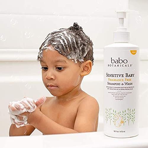 Babo Botanicals Sensitive Baby Fragrance-Free 2-in-1 Shampoo & Wash - with Natural Oat Protein, Shea & Cocoa Butter - EWG Verified & Hypoallergenic - 16 fl. oz. - Image 5