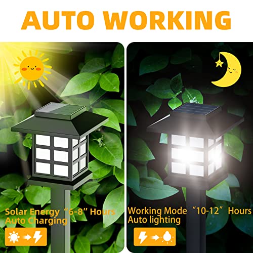 Beassla Solar Outdoor Lights 12 Pack, 12 Hrs Long-Lasting Waterproof Pathway Lights Solar Powered Auto On/Off, Solar Garden Lights Decorative for Landscape Walkway Driveway Patio Yard & Lawn - Image 9