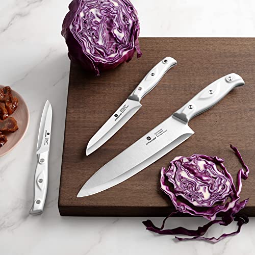 Chef Knife, Ultra Sharp Kitchen Knife, High Carbon Stainless Steel Chef knife set, 3-pc, 8 inch Chefs knife, 4.5 inch Utility Knife, 4 inch Paring Knife - Image 3