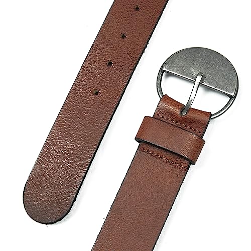 Lucky Brand Women's Half Circle Leather Statement Buckle Belt in Tan, Medium - Image 3