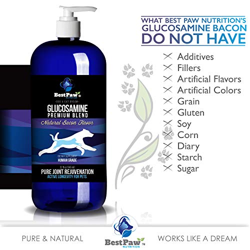 Best Paw Nutrition - Bacon Flavor Liquid Glucosamine for Dogs & Cats - Joint Supplement for Hip & Joint Pain Relief Pets Love - 32oz - Image 3