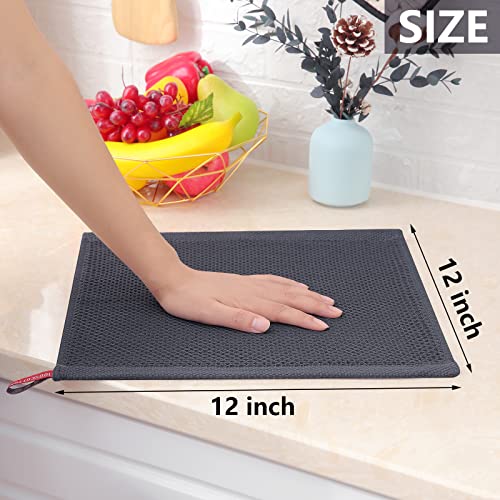 Homaxy 100% Cotton Waffle Weave Kitchen Dish Cloths, Ultra Soft Absorbent Quick Drying Dish Towels, 12x12 Inches, 6-Pack, Dark Grey - Image 4