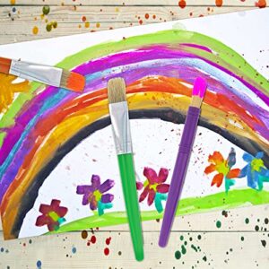U.S. Art Supply 20-Piece Large Round and Flat Children's Hog Bristle Tempera Paint Brush Set - Fun Kid's Party, School, Student, Class Craft Painting - Beginners Starter Artist Painting Brush Kit - Image 2