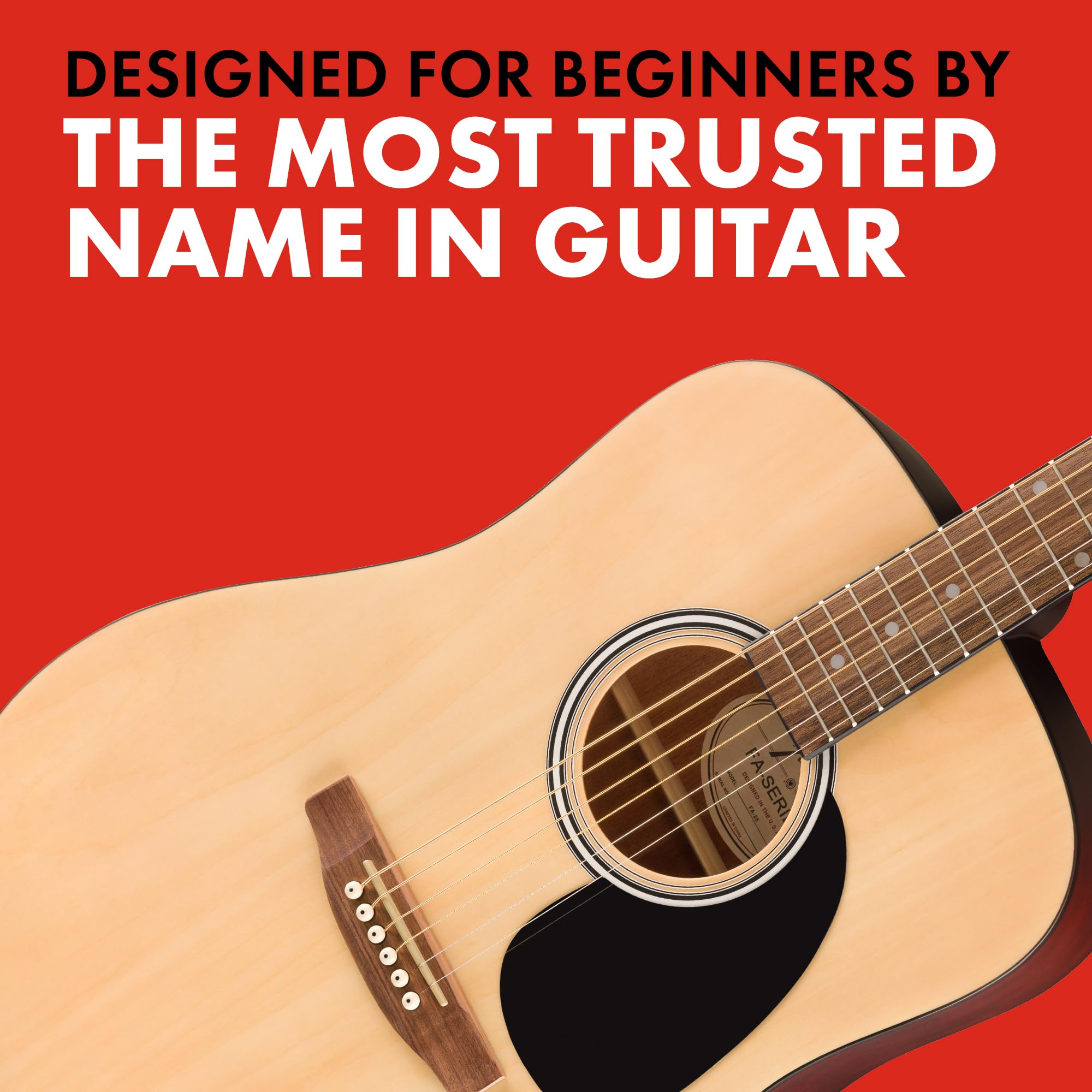 Fender FA-25 Dreadnought Acoustic Guitar, Beginner Guitar, with 2-Year Warranty, Includes Free Lessons, Natural - Image 4